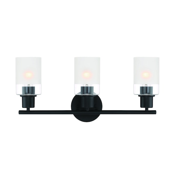 Designers Fountain Cedar Lane 22in 3-Light Matte Black Modern Indoor Vanity Light with Two-Tone Glass Shades D236M-3B-MB - main